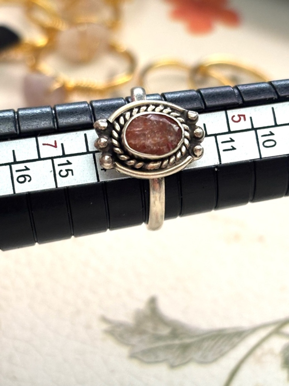 Firm price please 🙏 Silver Natural gemstone Stone Vintage-Style Ring 1 size 8, 9